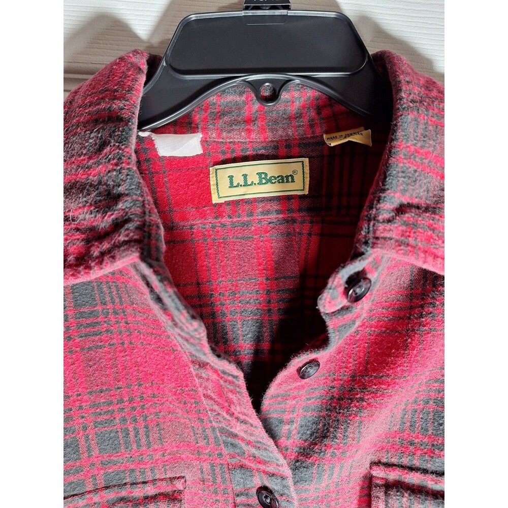 L.L. Bean Womens XL Red Flannel Vintage 90s/80s Button Front Shirt Thick - Picture 7 of 14